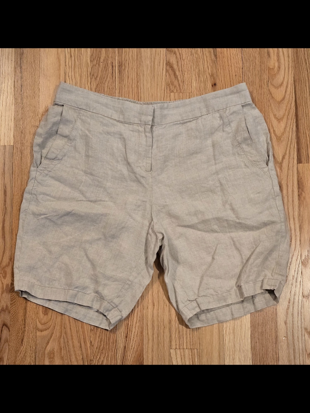 Eileen Fisher Neutral Light Beige Organic Linen Shorts